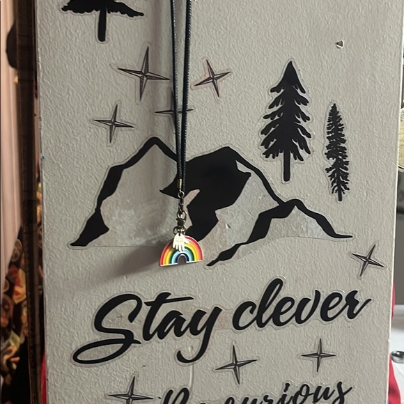 Pride blue denim / jean Spring jacket women’s XL rainbow necklace $6.99 shipping - Picture 8 of 8